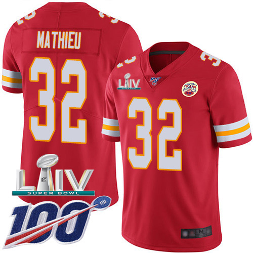 Kansas City Chiefs Nike #32 Tyrann Mathieu Red Super Bowl LIV 2020 Team Color Youth Stitched NFL 100th Season Vapor Untouchable Limited Jersey->kansas city chiefs->NFL Jersey